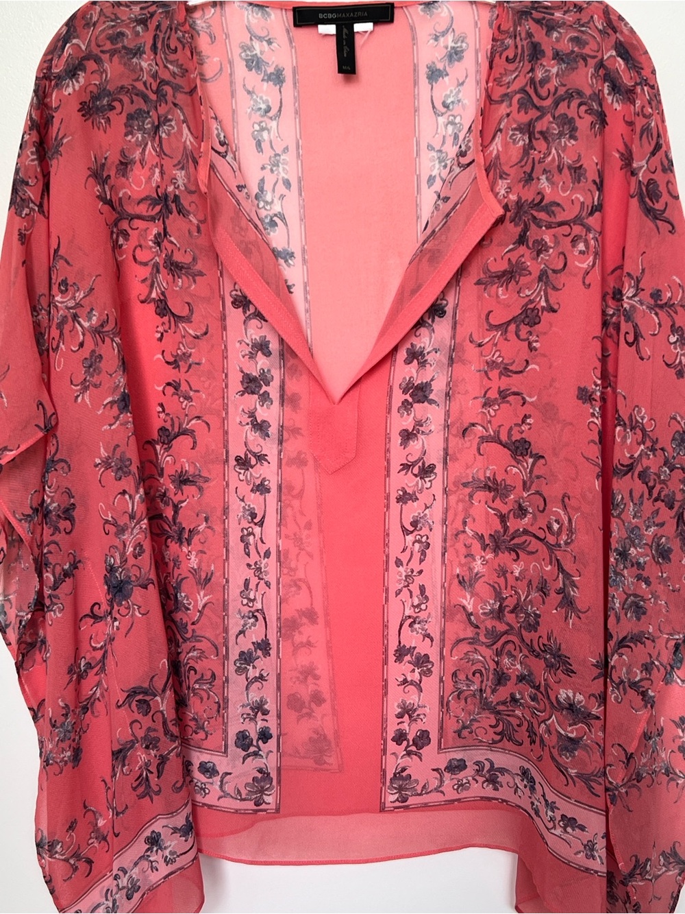 BCBG maxazria women’s floral sheer top - Picture 2 of 6